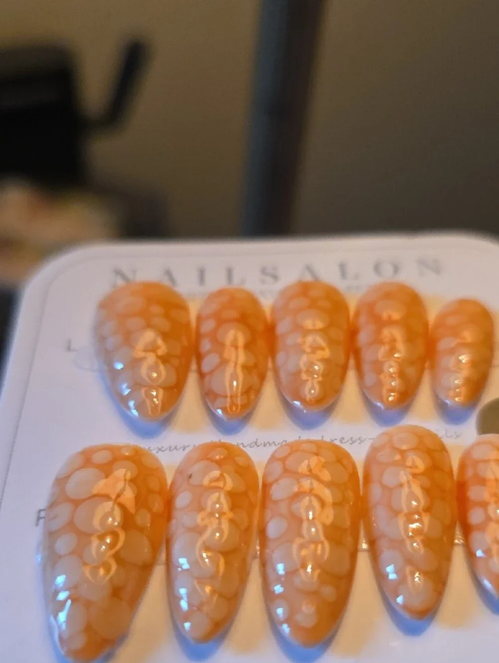 Orange Bubble Handmade Press-On Nails - Size Large